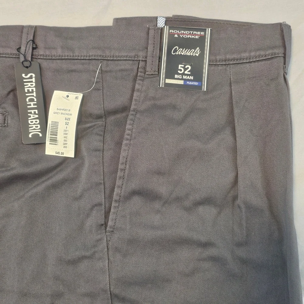 Roundtree & Yorke Size 52 Classic Fit Pleat Shorts Smoke Gray 9